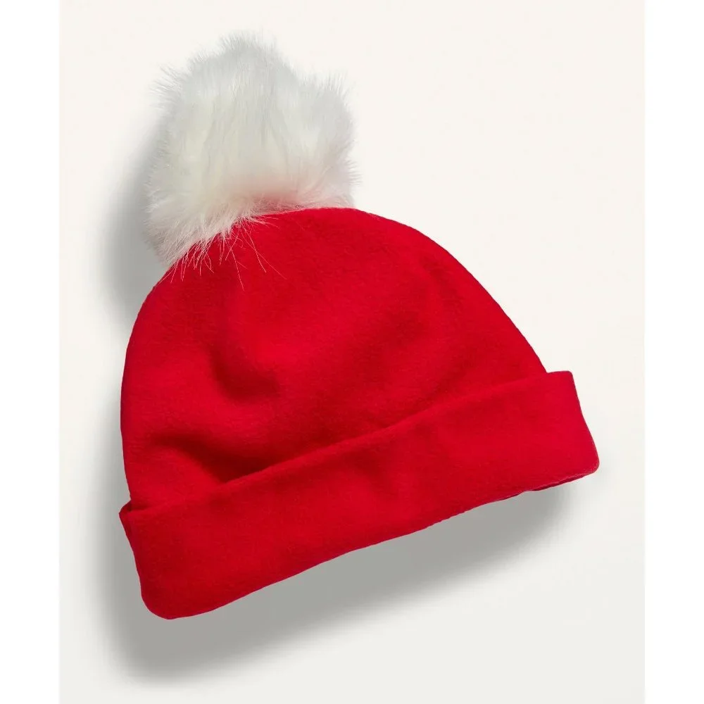 Old Navy red pompom hat S/M NWT